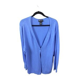 Maggie Barnes Blue Cardigan Sweater V-Neck Long Sleeve size 1X
